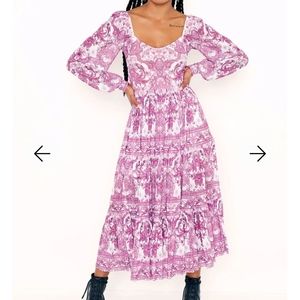 NWOT Chinoiserie Magenta Tier Romance Dress - Limited